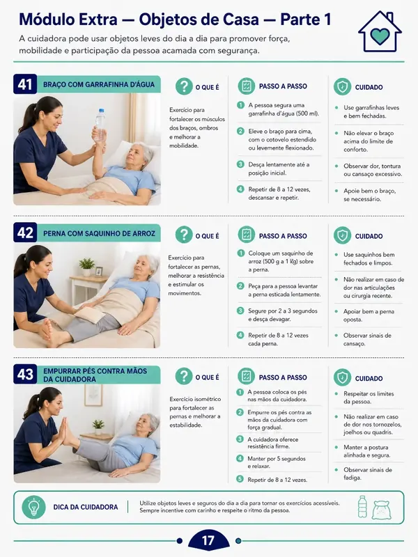 Página do guia: exercícios com objetos de casa