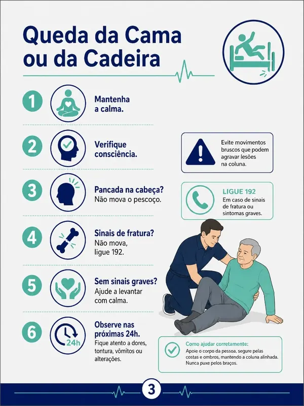 Página do guia: o que fazer em caso de queda da cama ou da cadeira